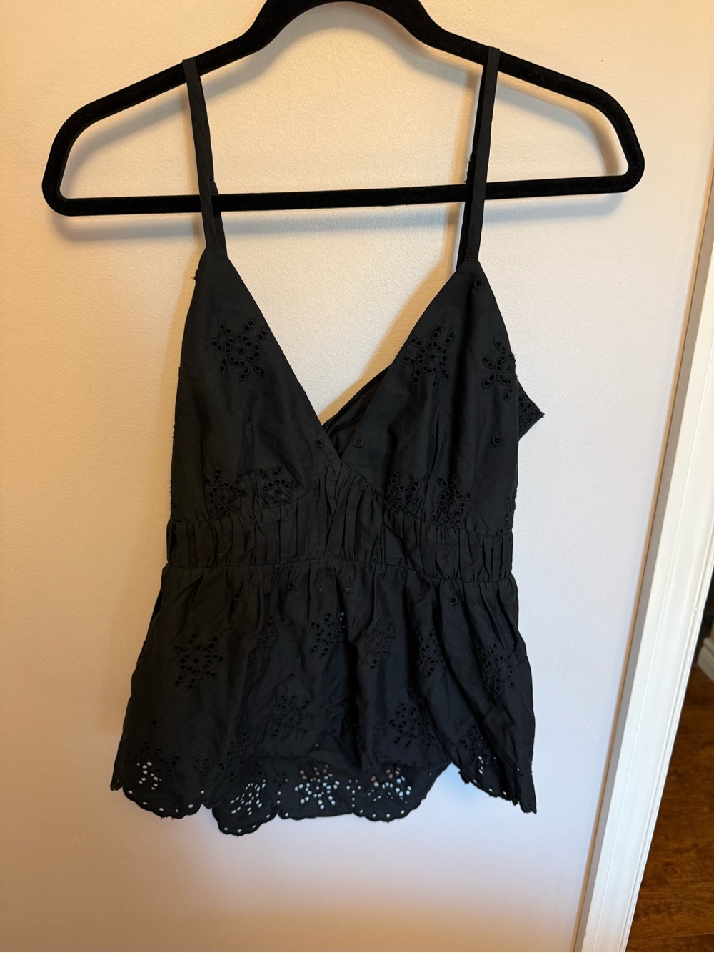 Abercrombie Black Eyelet Bow Back Top
